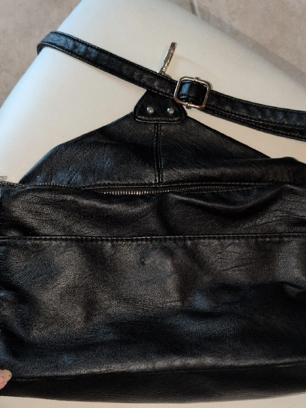 Sam Hadley Black Shoulder Bag with Silver Hardware